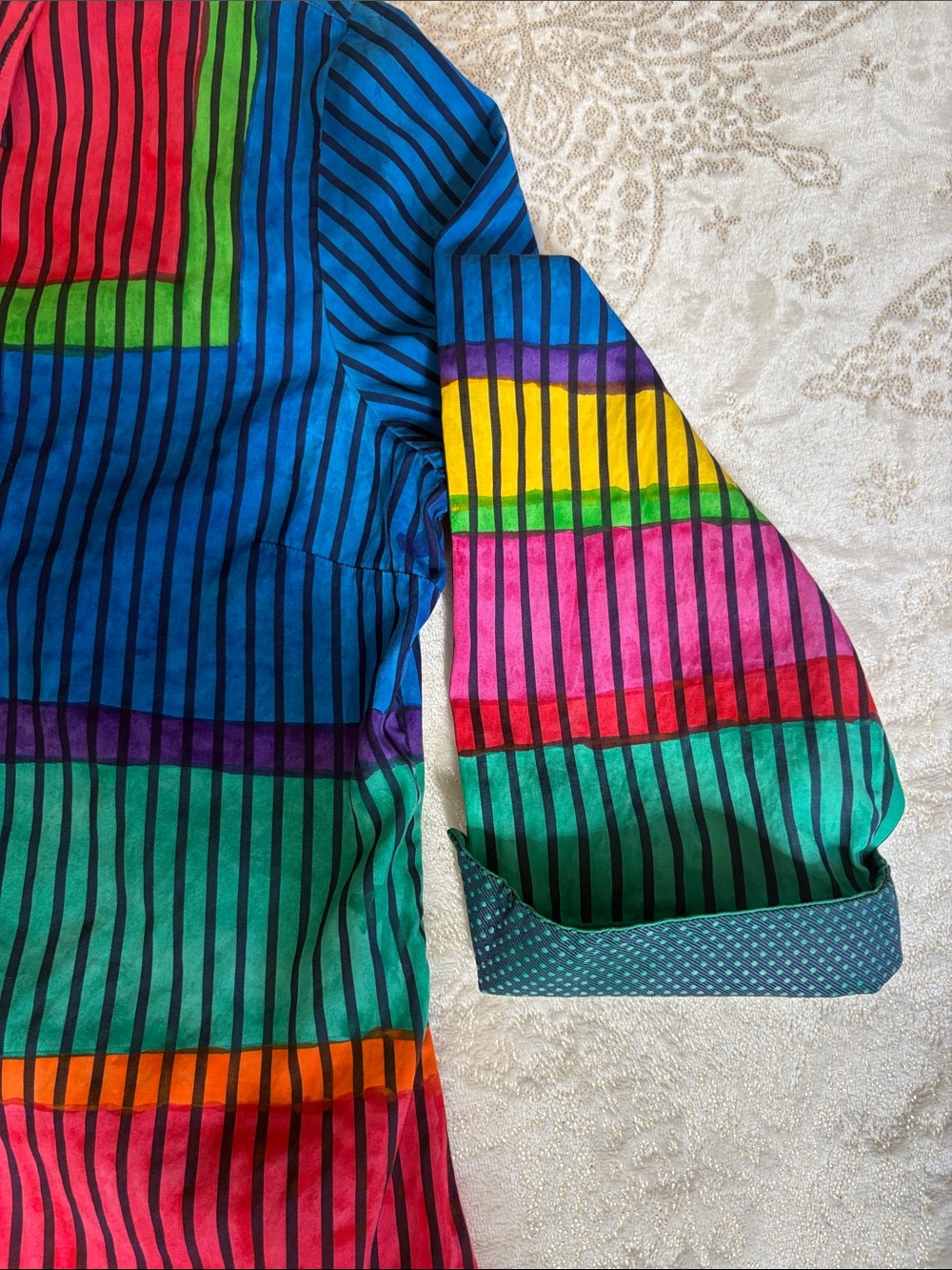 Faconnable Multicolor Geometric Stripe Button-Up - Picture 9 of 10